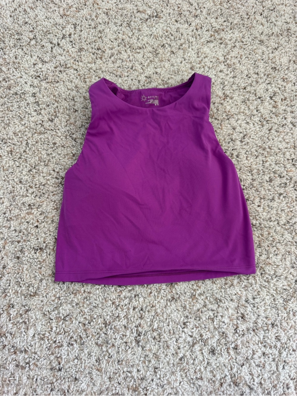 aerie Purple High-Neck Crop Tank